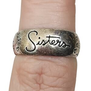 Sterling Silver 925 Sisters Ring Size 7.5 Inspiration Gift Love Best Friend